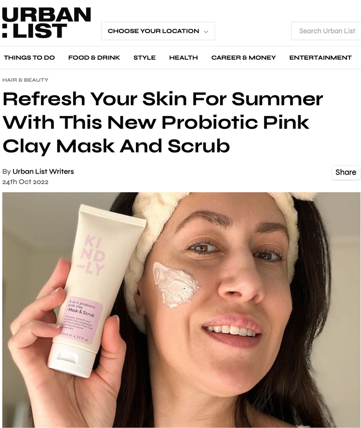 Urban List: Refresh Your Skin For Summer With This New Probiotic Pink Clay Mask And Scrub