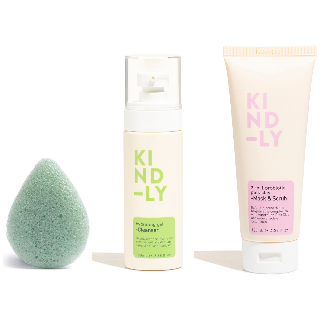 Clean &amp; Clear Bundle - Cleanser, Mask/Scrub, Konjac Sponge